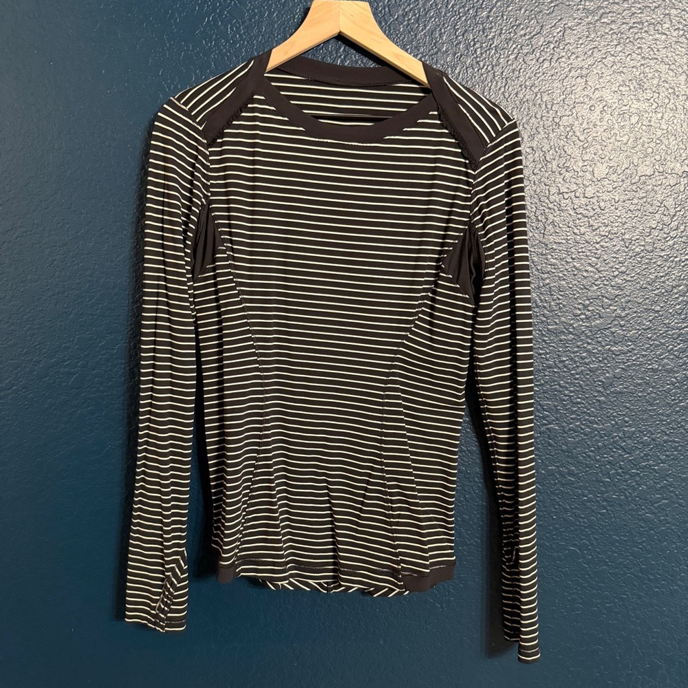 Lululemon Striped Black and White Long Sleeve Top